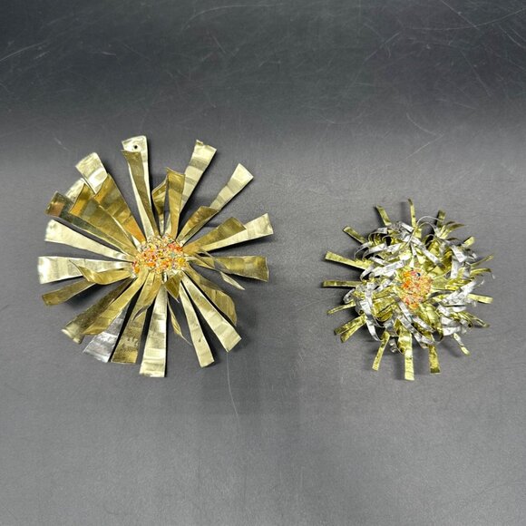 Vintage Atomic Starburst Christmas Ornaments Aluminum Handmade Mid Century Mod - Picture 2 of 10